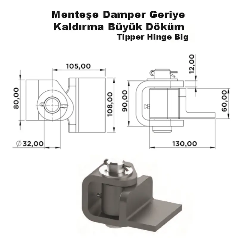 Menteşe Damper Geriye Kaldırma Büyük Döküm - Görsel 2