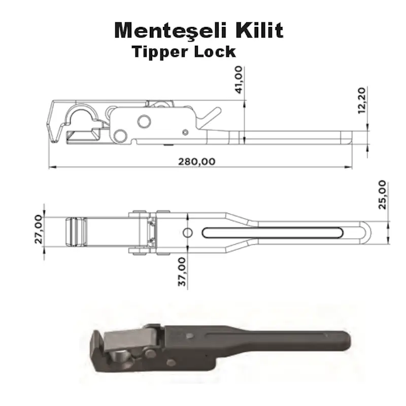 Menteşeli Kilit Düz - Görsel 2