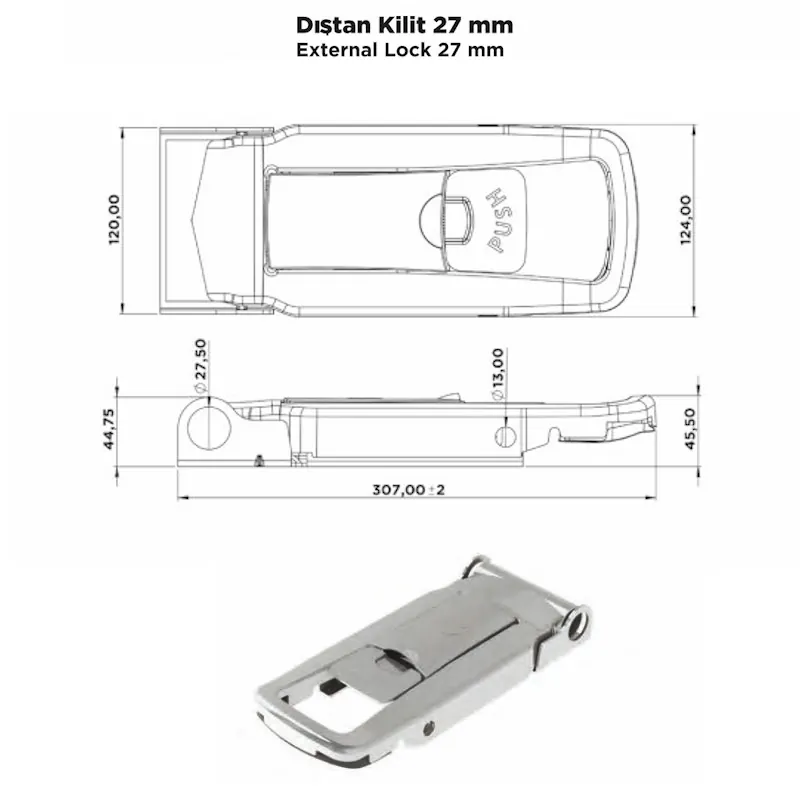 Dıştan Kilit Set 27 mm - Görsel 2