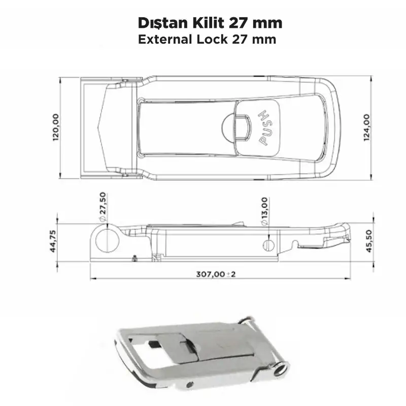 Dıştan Kilit 27 mm - Görsel 2