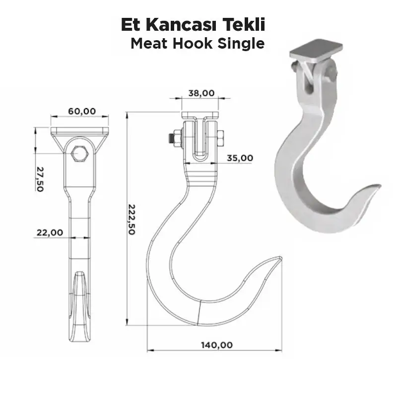 Et Kancası Tekli Pimli - Görsel 2