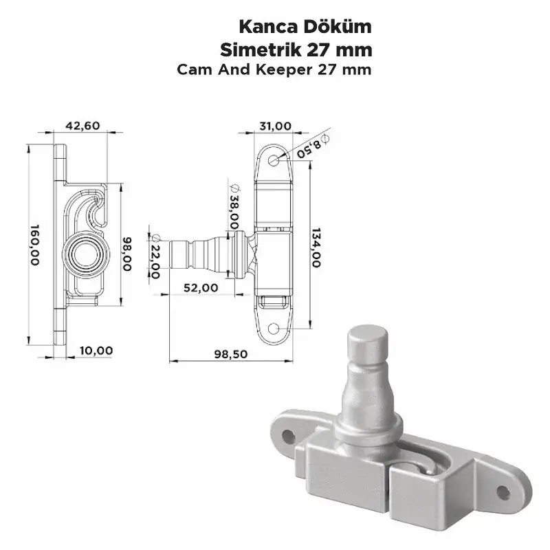 Kanca Döküm Simetrik 27 mm - Görsel 2