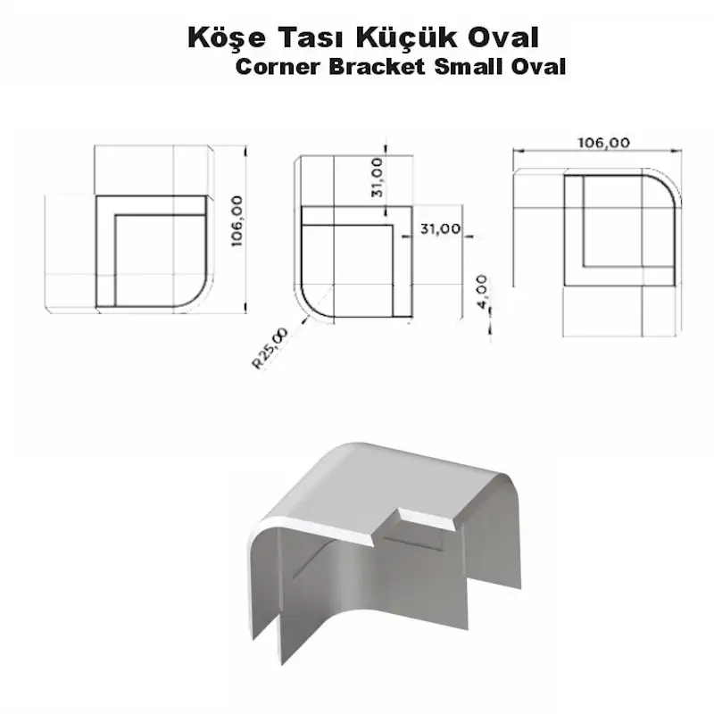 Köşe Tası Küçük Oval - Görsel 2