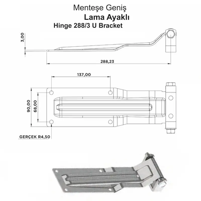 Menteşe Geniş Lama Ayaklı - Görsel 2