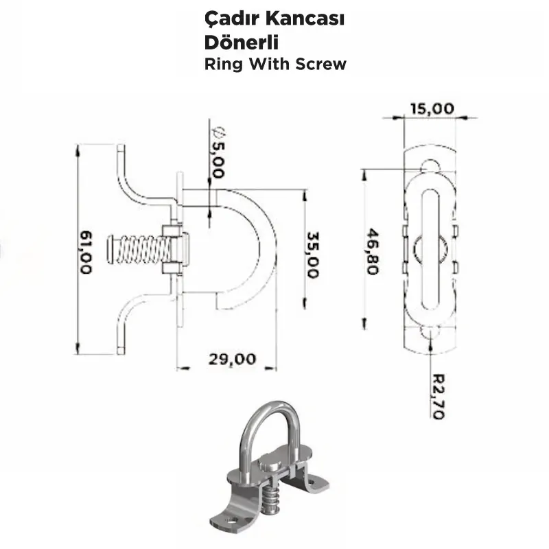 Çadır Kancası Dönerli - Görsel 2
