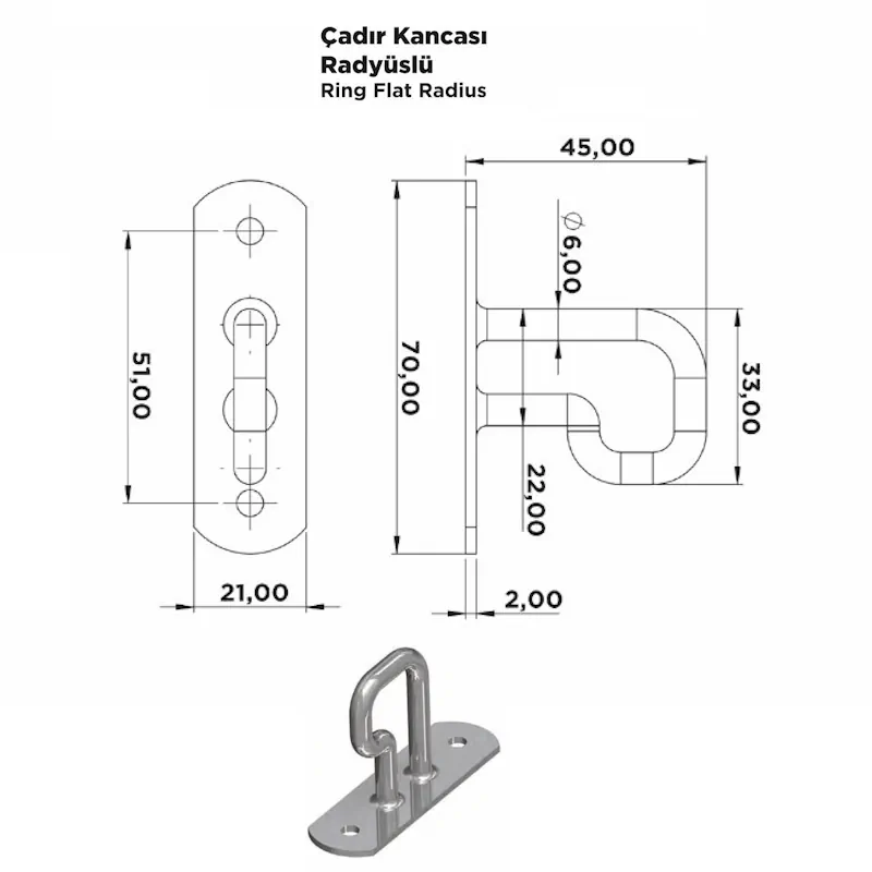 Çadır Kancası Radyüslü - Görsel 2