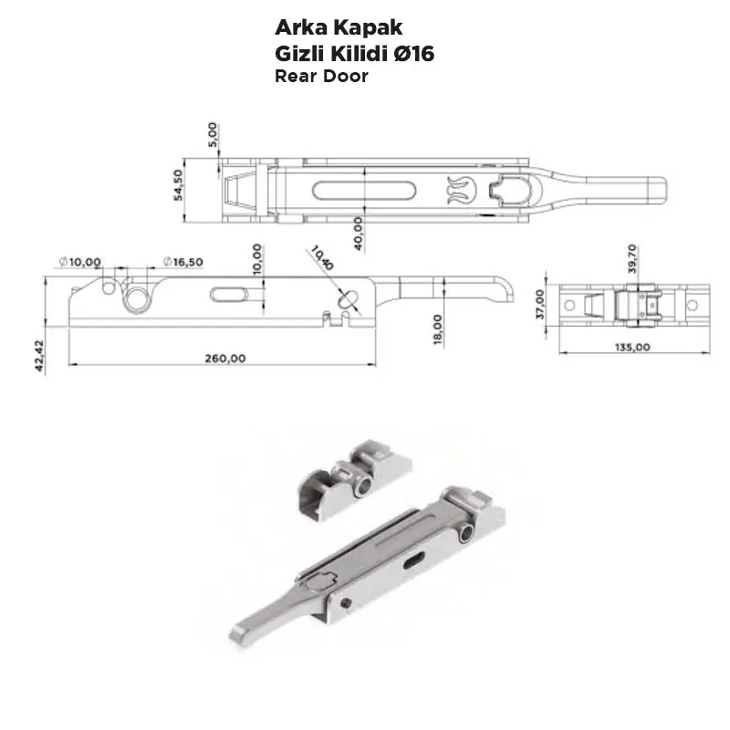 Arka Kapak Gizli Kilidi Ø16 - Görsel 2
