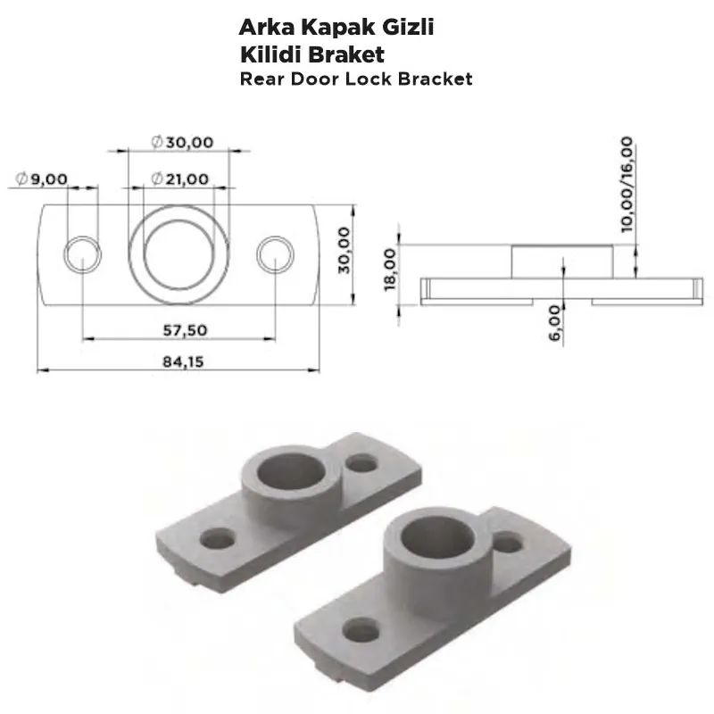 Arka Kapak Gizli Kilidi Braket - Görsel 2