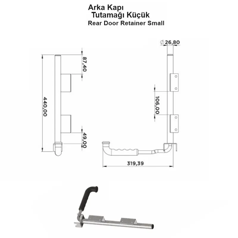 Arka Kapı Tutamağı Küçük - Görsel 2