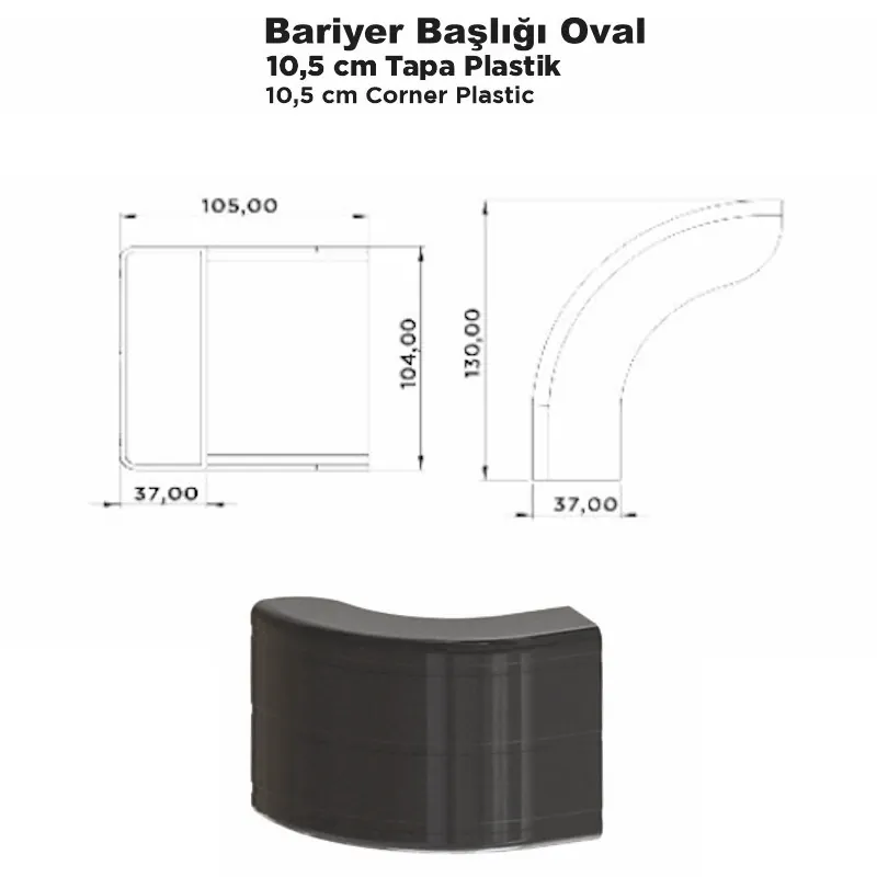 Bariyer Başlığı Oval 10,5 cm Tapa Plastik - Görsel 2