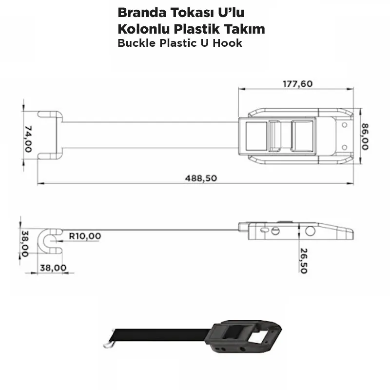 Branda Tokası U’lu Kolonlu Plastik Takım - Görsel 2
