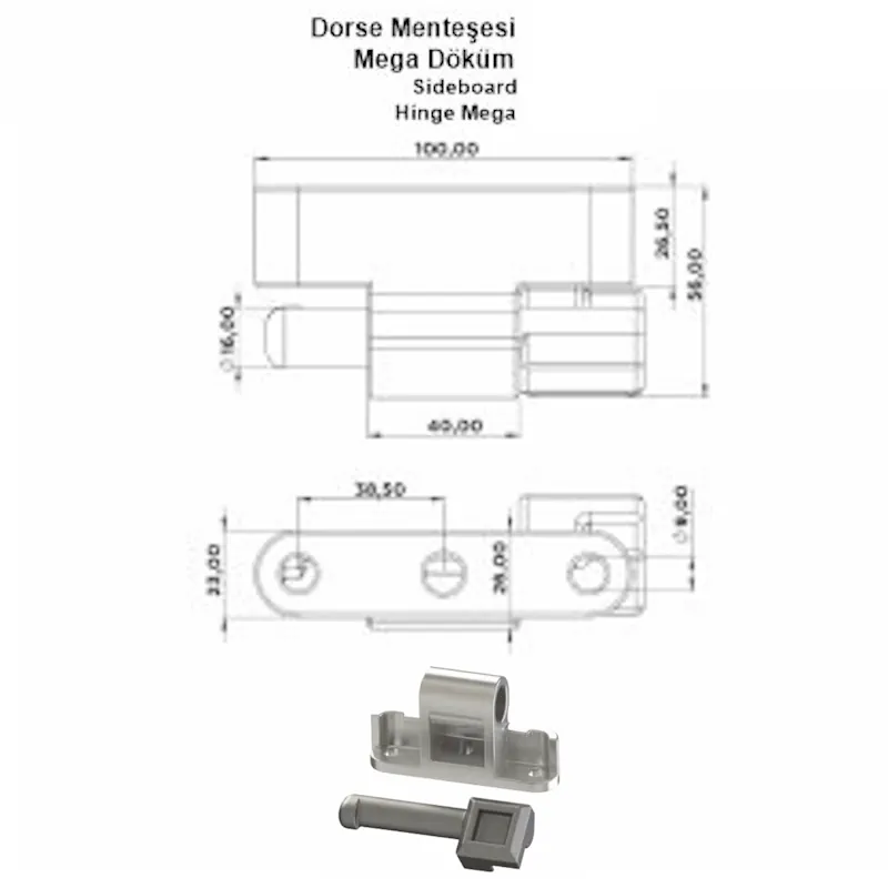 Dorse Menteşesi Mega Döküm - Görsel 2