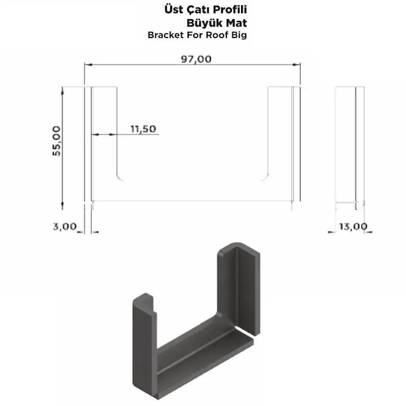 Üst Çatı Profili Büyük Mat - Görsel 2